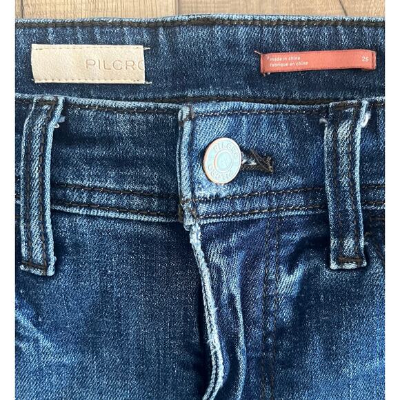Pilcro Slim Boyfriend Crop Jeans Size 26 Embroidered Side Stripe Anthropologie - Picture 8 of 14